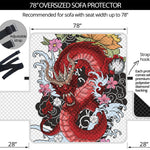 Red Japanese Dragon Tattoo Print Oversized Sofa Protector