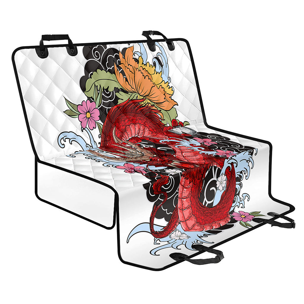 Red Japanese Dragon Tattoo Print Pet Car Back Seat Cover