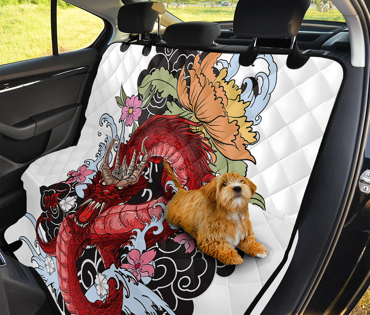 Red Japanese Dragon Tattoo Print Pet Car Back Seat Cover