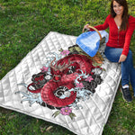 Red Japanese Dragon Tattoo Print Quilt