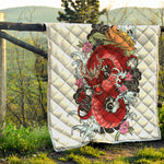 Red Japanese Dragon Tattoo Print Quilt