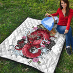 Red Japanese Dragon Tattoo Print Quilt