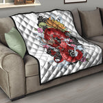 Red Japanese Dragon Tattoo Print Quilt