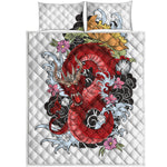 Red Japanese Dragon Tattoo Print Quilt Bed Set