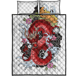 Red Japanese Dragon Tattoo Print Quilt Bed Set