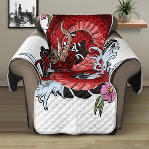 Red Japanese Dragon Tattoo Print Recliner Protector