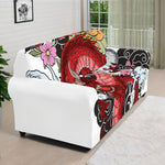 Red Japanese Dragon Tattoo Print Sofa Cover