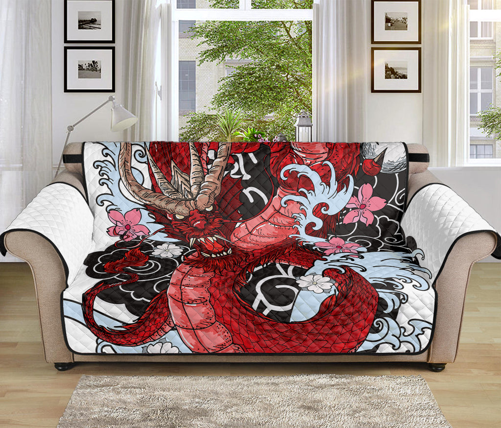 Red Japanese Dragon Tattoo Print Sofa Protector