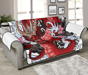 Red Japanese Dragon Tattoo Print Sofa Protector