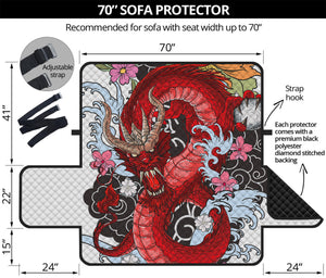 Red Japanese Dragon Tattoo Print Sofa Protector