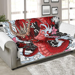 Red Japanese Dragon Tattoo Print Sofa Protector