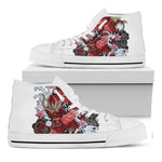 Red Japanese Dragon Tattoo Print White High Top Shoes