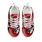 Red Japanese Dragon Tattoo Print White Sneakers