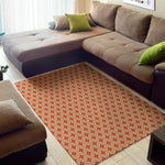 Red Japanese Flower Pattern Print Area Rug