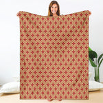 Red Japanese Flower Pattern Print Blanket