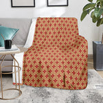 Red Japanese Flower Pattern Print Blanket