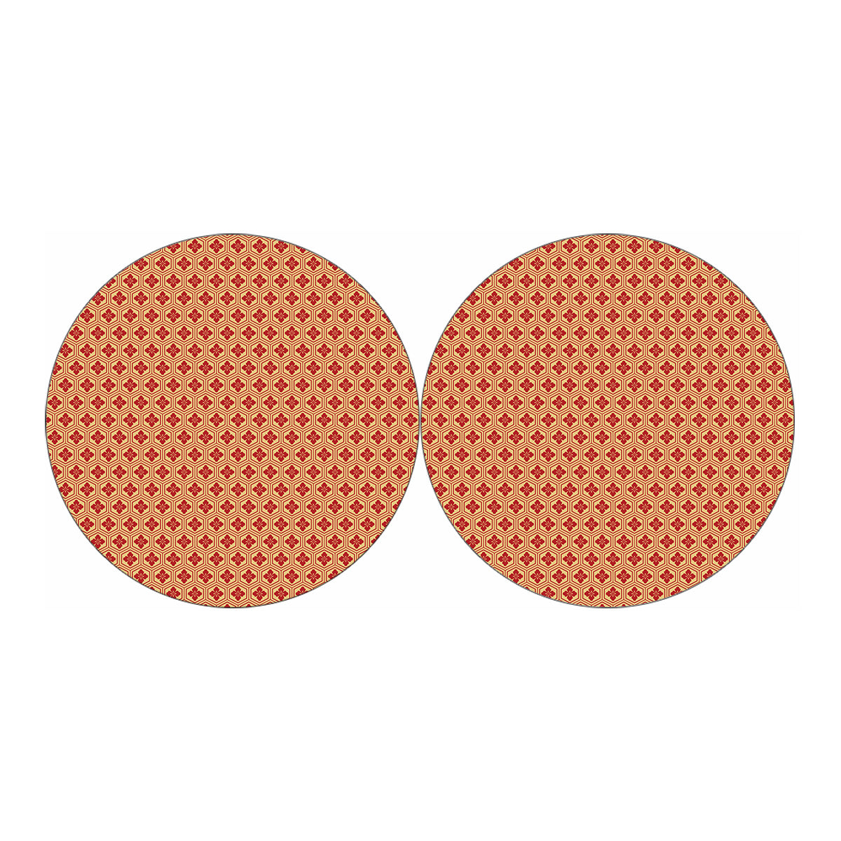 Red Japanese Flower Pattern Print Car Coasters