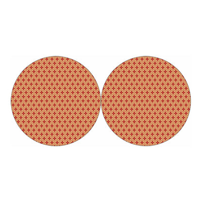 Red Japanese Flower Pattern Print Car Coasters
