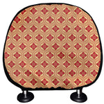 Red Japanese Flower Pattern Print Car Headrest Covers