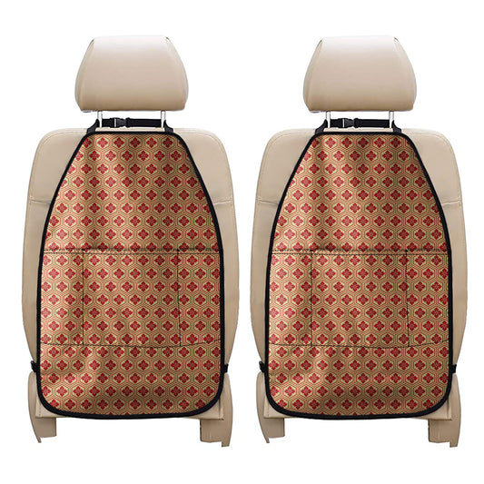 Red Japanese Flower Pattern Print Car Seat Organizers