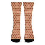 Red Japanese Flower Pattern Print Crew Socks