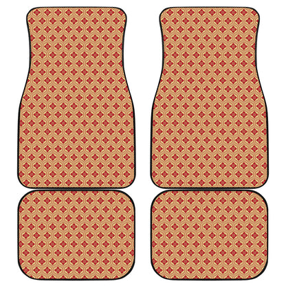 Red Japanese Flower Pattern Print Front and Back Car Floor Mats