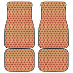 Red Japanese Flower Pattern Print Front and Back Car Floor Mats