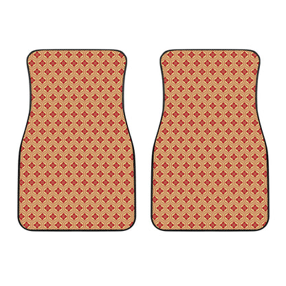 Red Japanese Flower Pattern Print Front Car Floor Mats