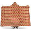 Red Japanese Flower Pattern Print Hooded Blanket