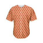 Red Japanese Flower Pattern Print Men's Baseball Jersey