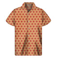 Red Japanese Flower Pattern Print Men's Short Sleeve Shirt