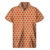 Red Japanese Flower Pattern Print Men's Short Sleeve Shirt