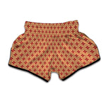 Red Japanese Flower Pattern Print Muay Thai Boxing Shorts