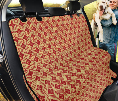 Red Japanese Flower Pattern Print Pet Car Back Seat Cover