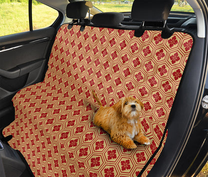 Red Japanese Flower Pattern Print Pet Car Back Seat Cover