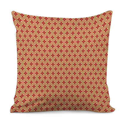 Red Japanese Flower Pattern Print Pillow Cover