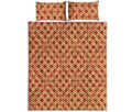 Red Japanese Flower Pattern Print Quilt Bed Set