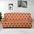 Red Japanese Flower Pattern Print Sofa Cover