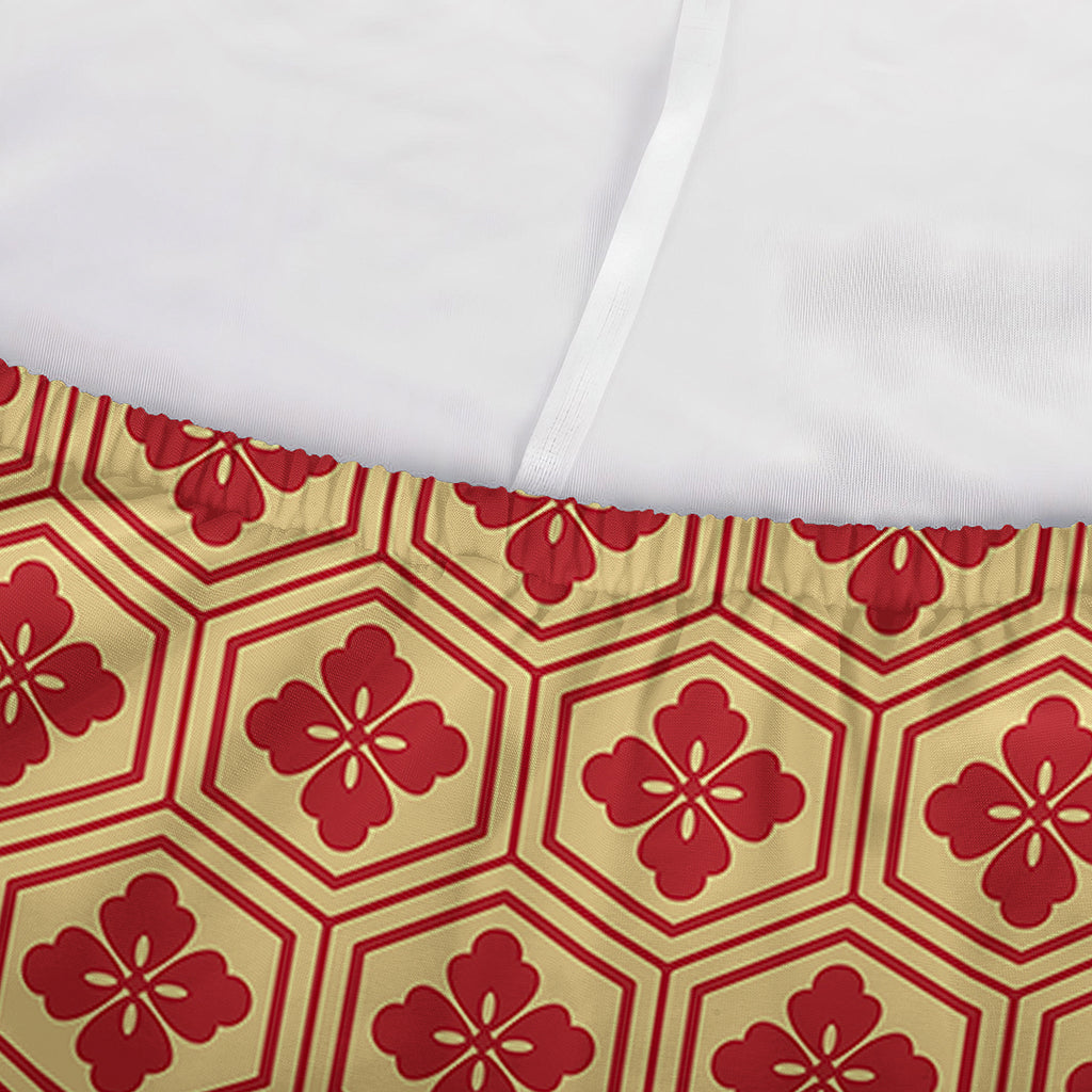 Red Japanese Flower Pattern Print Sofa Cover