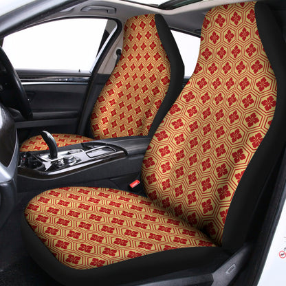 Red Japanese Flower Pattern Print Universal Fit Car Seat Covers