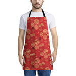 Red Japanese Pattern Print Apron