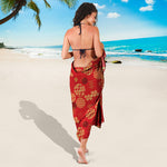 Red Japanese Pattern Print Beach Sarong Wrap