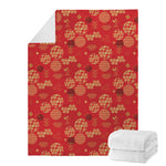 Red Japanese Pattern Print Blanket