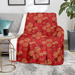 Red Japanese Pattern Print Blanket