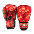 Red Japanese Pattern Print Boxing Gloves