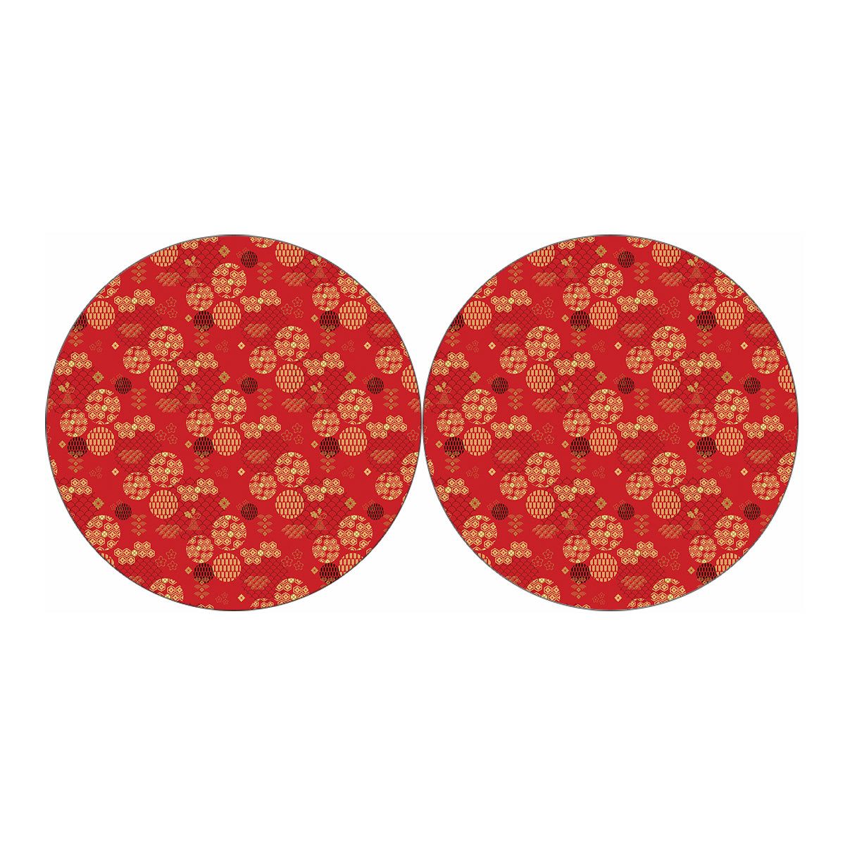 Red Japanese Pattern Print Car Coasters