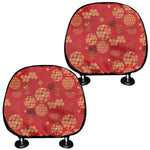 Red Japanese Pattern Print Car Headrest Covers
