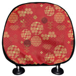 Red Japanese Pattern Print Car Headrest Covers