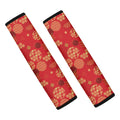 Red Japanese Pattern Print Car Seat Belt Covers