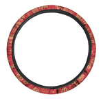 Red Japanese Pattern Print Car Steering Wheel Cover